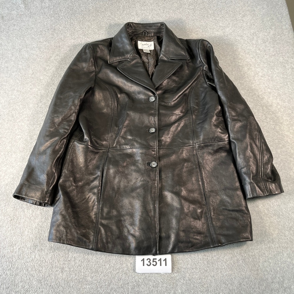Vintage Jacqueline Ferrar Jacket Women 1X Black Excellent Lambskin Leather Coat